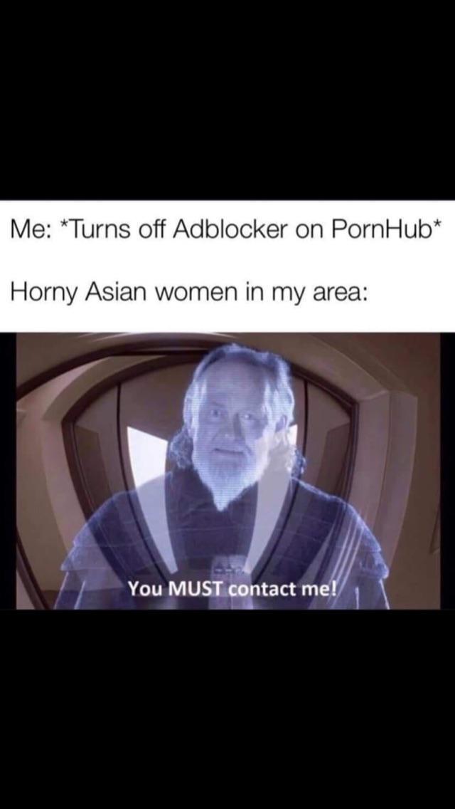 Me: *Turns off Adblocker on PornHub* Horny Asian women in my area: You MUST contact me!