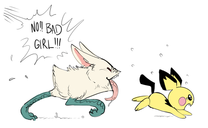 "The whole internet loves The Baby 2, a lovely baby space dragon who's best friends with a Pichu!
Update: We regret to inform you that The Baby 2 has eaten the Pichu" - HgMorbi 
