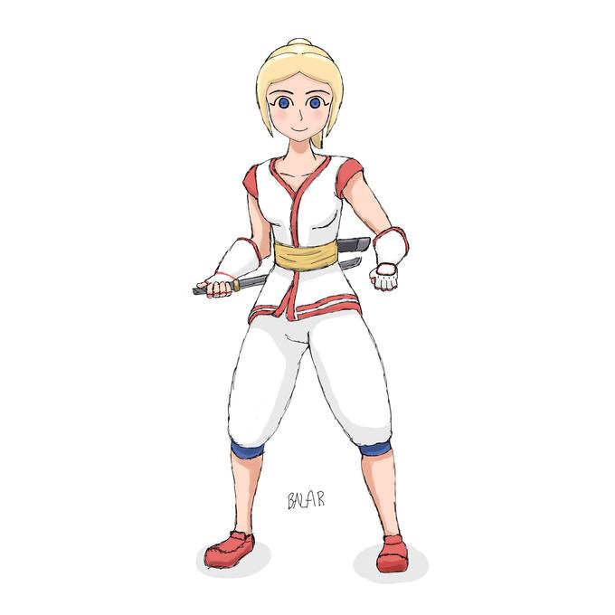 "A quick drawing of FemSwordfighter in the Nakoruru outfit." - The_Balar 

From "this":https://knowyourmeme.com/photos/1607254-super-smash-brothers-ultimate and this:
!https://i.kym-cdn.com/photos/images/original/001/596/165/5c2!