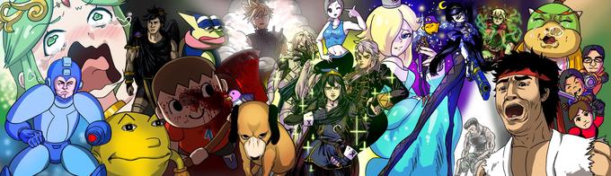"N64 version":https://knowyourmeme.com/photos/1682273-super-smash-brothers-ultimate
"Melee version":https://knowyourmeme.com/photos/1682334-super-smash-brothers-ultimate
"Brawl version":https://knowyourmeme.com/photos/1684024-super-smash-brothers-ultimate
"Ultimate version":https://knowyourmeme.com/photos/1682332-super-smash-brothers-ultimate
