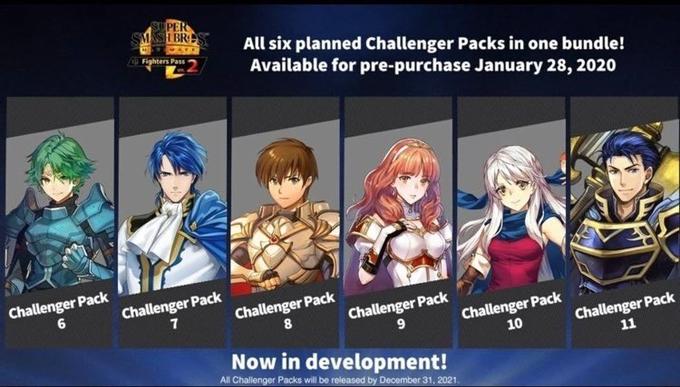 SUPER SMASH BRO All six planned Challenger Packs in one bundle! Available for pre-purchase January 28, 2020 Fighters Pass Challenger Pack Challenger Pack Challenger Pack Challenger Pack Challenger Pack 10 Challenger Pack 11 Now in development! All Challenger Packs will be released by December 31, 2021.