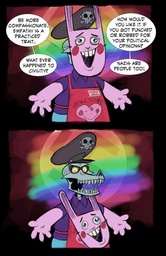 Link is just a tweet that has a screen shot of the meme. One can assume the user in the image of OP, sqrlyjack, is the author. Regardless, yet another strawman that likely misses the point as to why people like New Guy and why they don't like the idea of someone being burglarized.