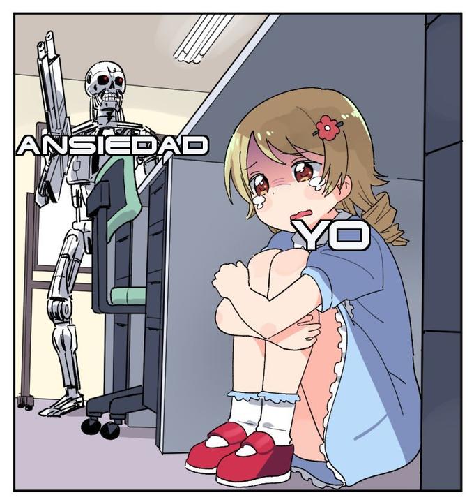 Anime Girl Hiding From A Terminator Know Your Meme