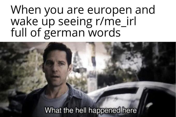 When you are europen and wake up seeing r/me_irl full of german words What the hell happened here