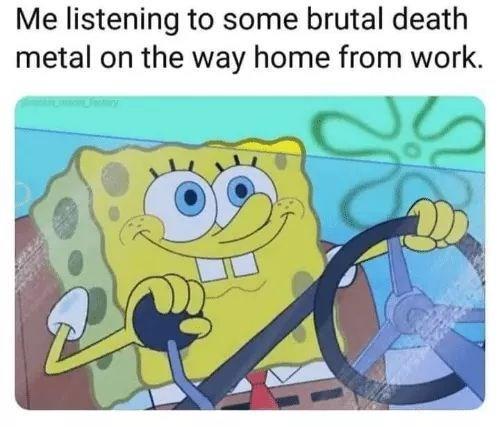 Me listening to some brutal death metal on the way home from work.