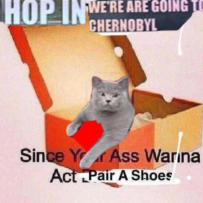 HOP IN WE'RE ARE GOING TO CHERNOBYL Since e Y Ass Warina Act Pair A Shoes