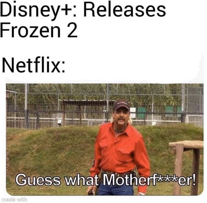 Disney+: Releases Frozen 2 Netflix: Guess what Motherf**er! made with