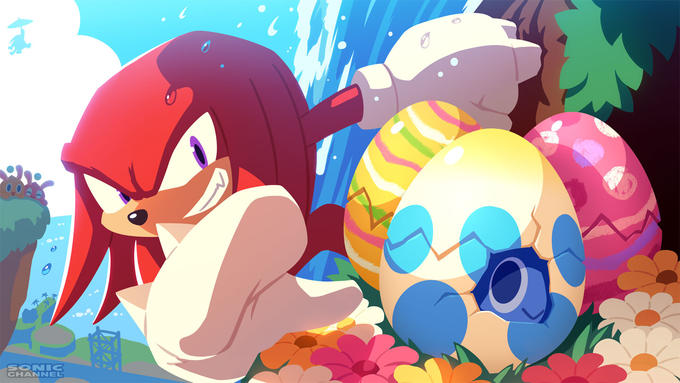 Knuckles enjoying Egg Hunt with Chao in Mystic Ruin. As expected, a treasure hunter with great skills. No matter where you hide, it's a one-shot fight and instant discovery! ★
Today is #Easter! Find a nice egg! - Channel staff