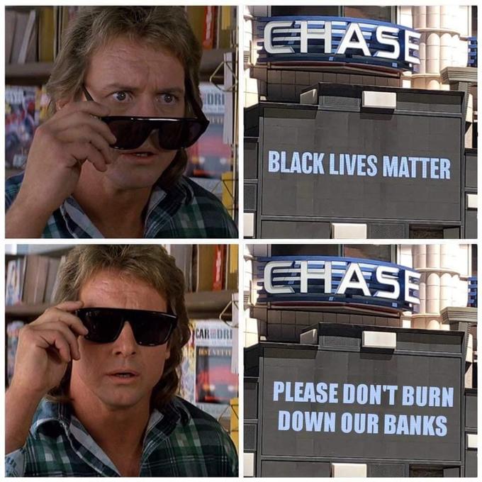 EFASE DRI BLACK LIVES MATTER EFFASE CAR DRI NEVE PLEASE DON'T BURN DOWN OUR BANKS 貝