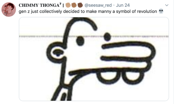 CHIMMY THONGA' | @seesaw_red · Jun 24 gen z just collectively decided to make manny a symbol of revolution