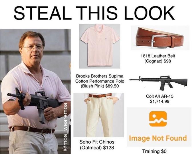 STEAL THIS LOOK 1818 Leather Belt (Cognac) $98 Brooks Brothers Supima Cotton Performance Polo (Blush Pink) $89.50 Colt A4 AR-15 $1,714.99 Image Not Found Soho Fit Chinos (Oatmeal) $128 Training $0 @moa_wearemoa