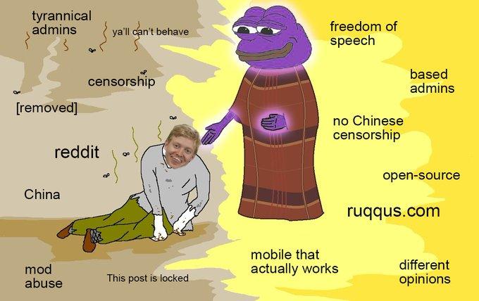 tyrannical admins freedom of ya'll can't behave speech censorship based admins [removed] no Chinese censorship reddit open-source of China ruqqus.com mobile that different mod abuse actually works This post is locked opinions