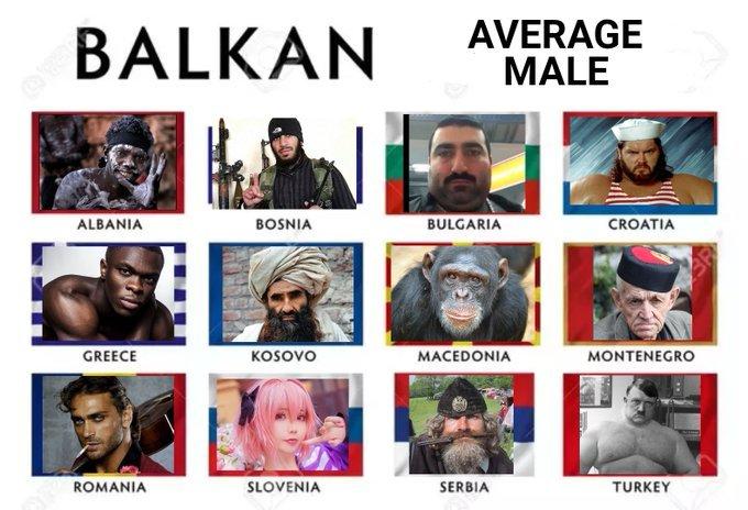 BALKAN AVERAGE MALE ALBANIA BOSNIA BULGARIA CROATIA GREECE KOSOVO MACEDONIA MONTENEGRO ROMANIA SLOVENIA SERBIA TURKEY