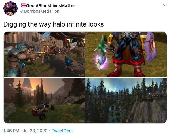 EGeo #BlackLivesMatter @BombosMedallion Digging the way halo infinite looks 343 1:45 PM · Jul 23, 2020 · TweetDeck