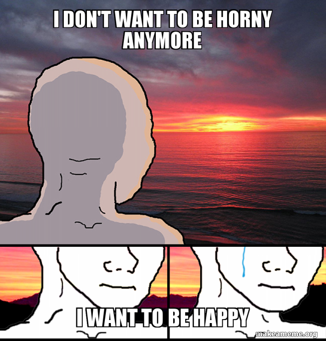 I DON'T WANT TO BE HORNY ANYMORE IWANT TO BE HAPPY makeameme.org