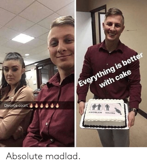 Everything is better with cake Divorce court PROBLEM SOLVES Absolute madlad.