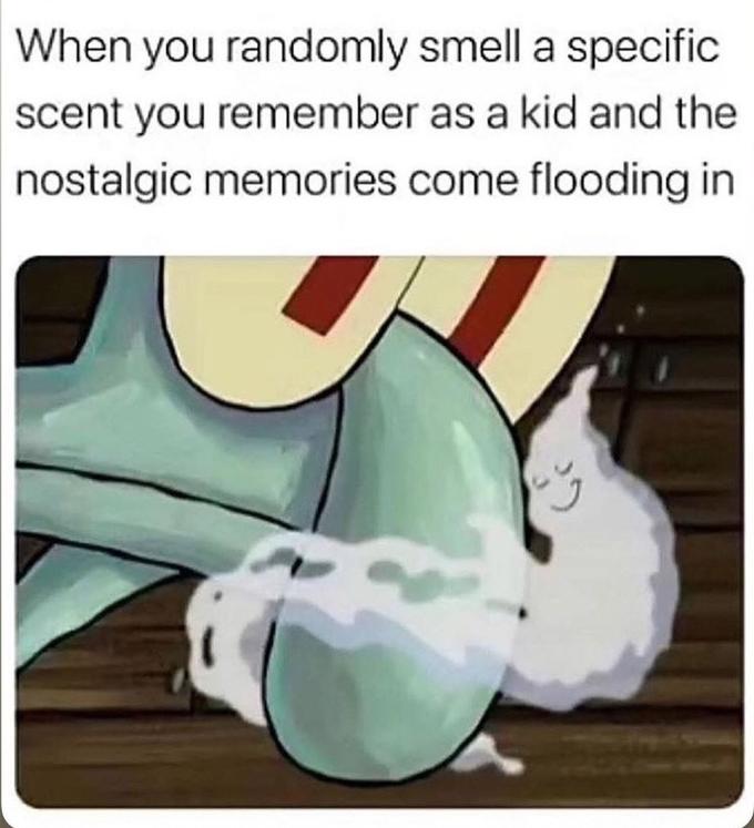 When you randomly smell a specific scent you remember as a kid and the nostalgic memories come flooding in