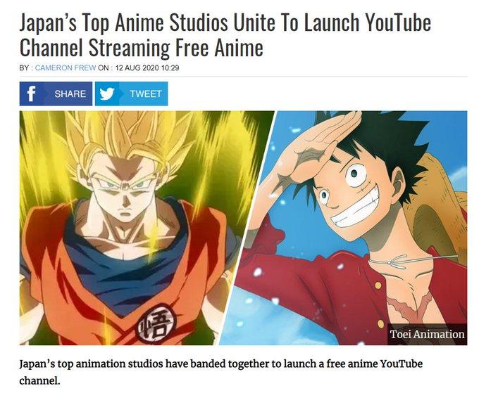 Japan’s Top Anime Studios Unite To Launch YouTube Channel Streaming