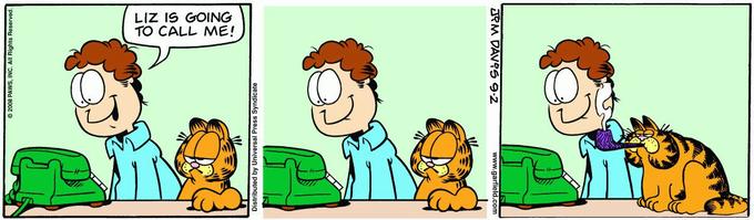 LIZ IS GOING TO CALL ME! © 2008 PAWS, INC. All Rights Reservec tributed by Universal Press S RM DAVRS 9-2 www.garfield