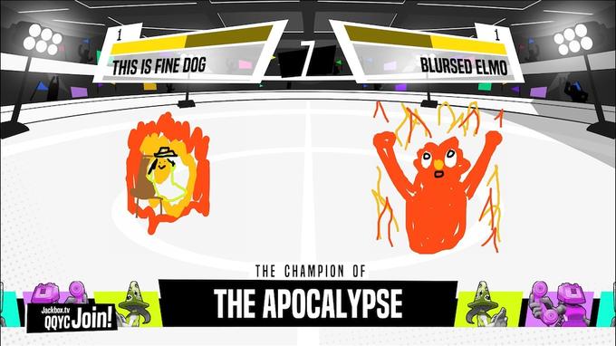 THIS IS FINE DOG BLURSED ELMO THE CHAMPION OF THE APOCALYPSE Jackbox.tv QOYC Join!