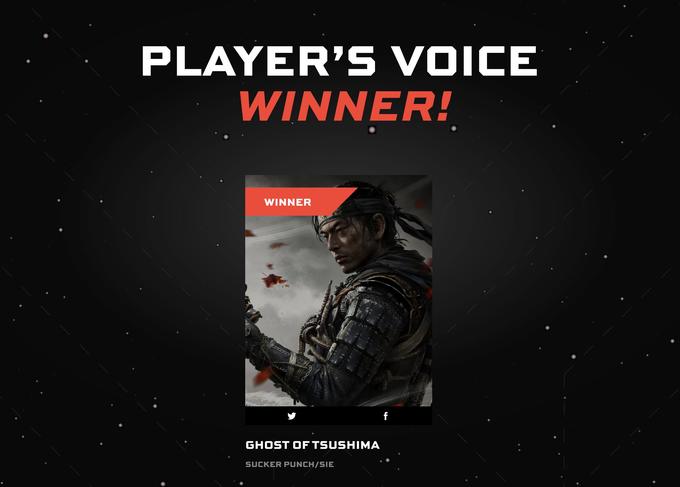 PLAYER'S VOICE WINNER! WINNER f GHOST OF TSUSHIMA SUCKER PUNCH/SIE