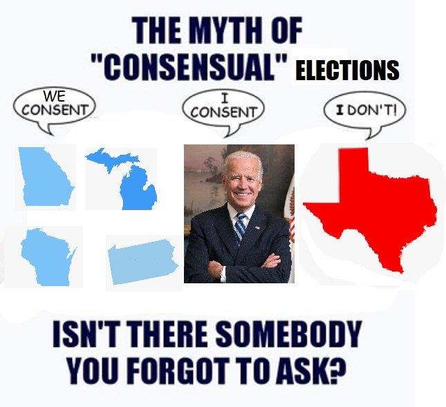 THE MYTH OF "CONSENSUAL" ELECTIONS WE CONSENT I DON'T! CONSENT ISN'T THERE SOMEBODY YOU FORGOT TO ASK?