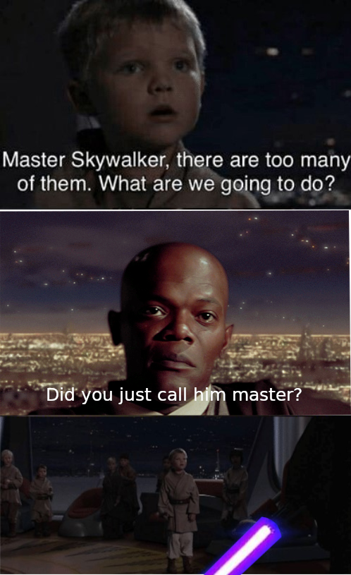 Master Skywalker, there are too many of them. What are we going to do? Did you just call him master?