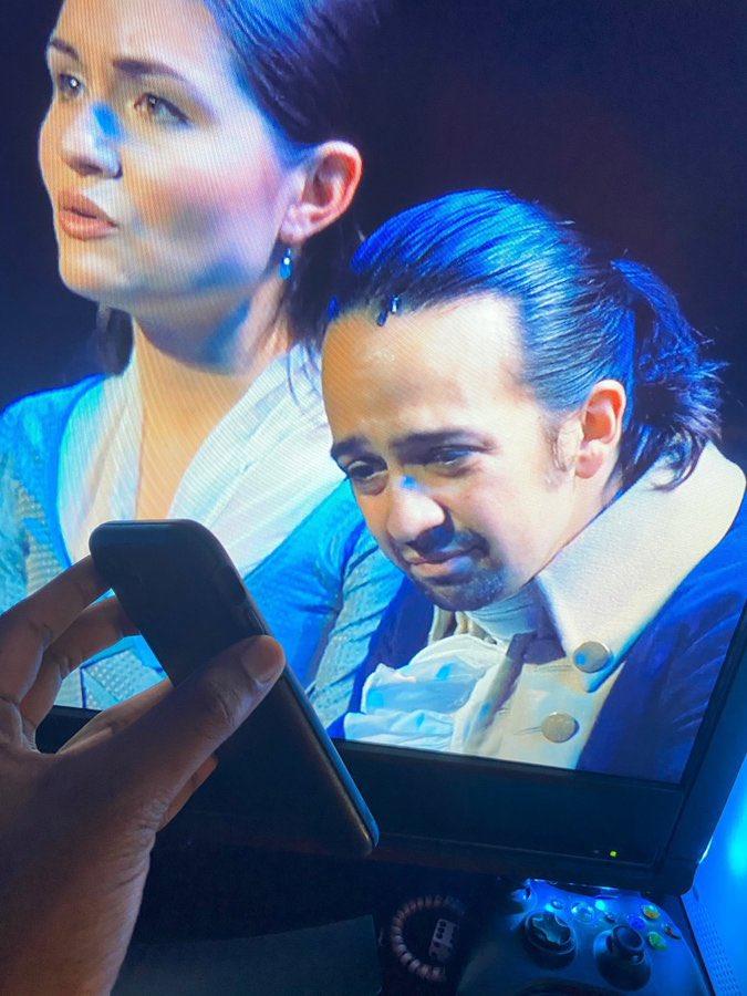 Lin Manuel Miranda on TV Reading Off A Smartphone Know Your Meme