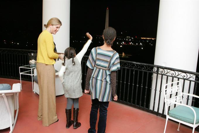 2008 - Jenna Bush gives Sasha and Malia Obama a tour of their new home