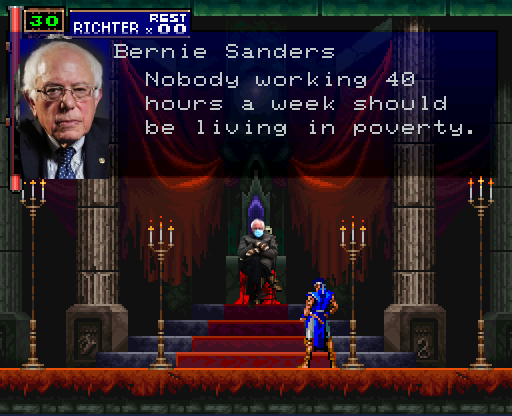 30 REST RICHTER x 00 Bernie Sanders Nobody working 40 hours a week should be living in POVerty.