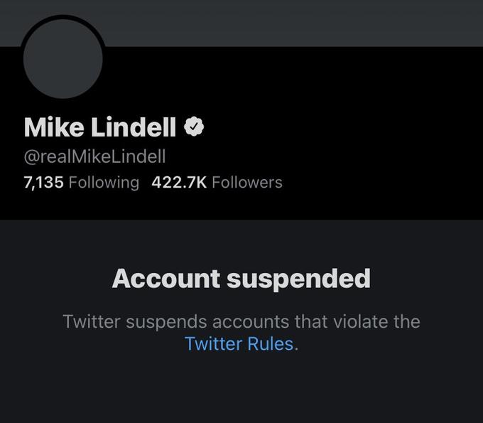 Mike Lindell O @realMikeLindell 7,135 Following 422.7K Followers Account suspended Twitter suspends accounts that violate the Twitter Rules.