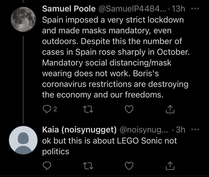 Sega officially announced their collaboration with Lego on 4 February 2021 to produce @toastergrl's fan-made project that had reached 10,000 votes on Lego Ideas and was reviewed in 2020.
Twitter user @SamuelP44848491 seems to be a spam bot.

"Sonic Mania - Green Hill Zone Lego Ideas Page":https://ideas.lego.com/projects/d7fef363-ead4-413e-a3e2-d9aa848e1cee

"10K Club Interview: Viv Grannell's Sonic Mania Green Hill Zone! (Best enjoyed with a Chili Dog) Lego Ideas Interview":https://ideas.lego.com/blogs/a4ae09b6-0d4c-4307-9da8-3ee9f3d368d6/post/53b9739c-308d-4481-8a65-4773bca7e29b

Also, Lego has already produced an official Sonic the Hedgehog set, as part of the "toys-to-life" Lego Dimensions video game. The set number is 71244 and was released in 2016. Before Super Mario got his own sets in 2020.

!https://images.brickset.com/sets/AdditionalImages/71244-1/71244_alt1.jpg!

"Brickset 71244: Sonic the Hedgehog Level Pack Set Page":https://brickset.com/sets/71244-1/Sonic-the-Hedgehog-Level-Pack