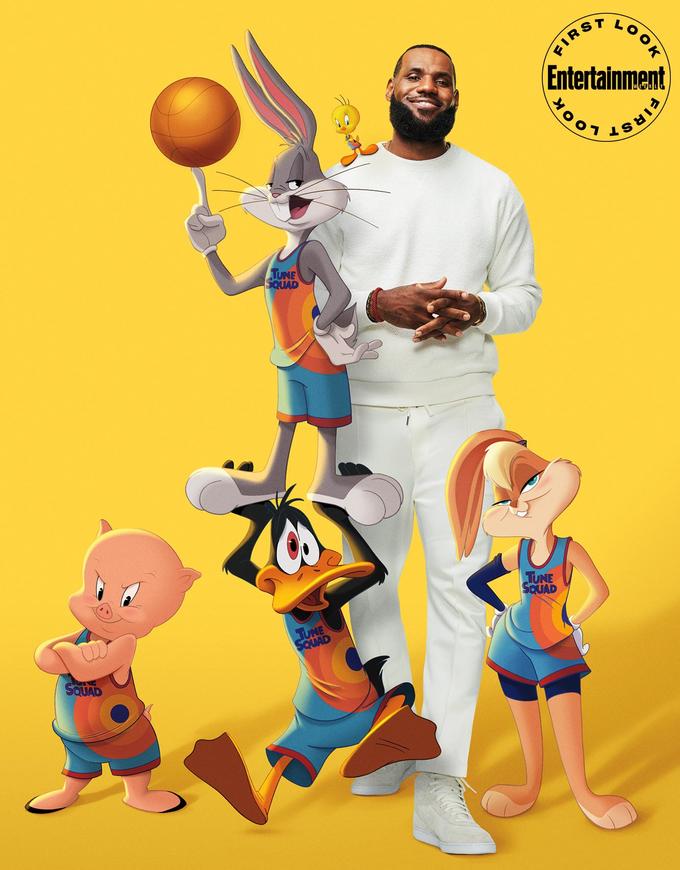 Space Jam cartoon characters and LeBron James
