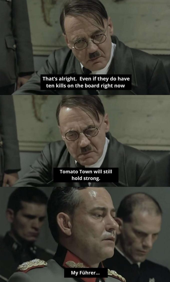 Hitler just about to find what happened in Tomato town - hitler reacts to tomato town