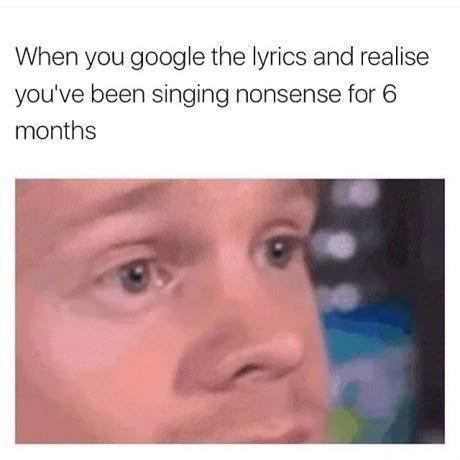 When you google the lyrics and realise you've been singing nonsense for 6 months