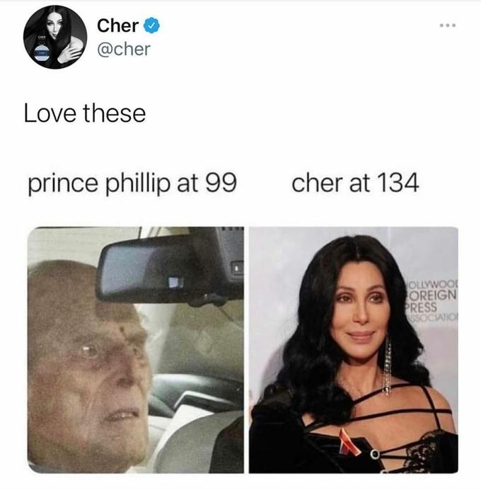 Cher @cher Love these prince phillip at 99 cher at 134 OLLYWOOD OREIGN PRESS SOCIATIO