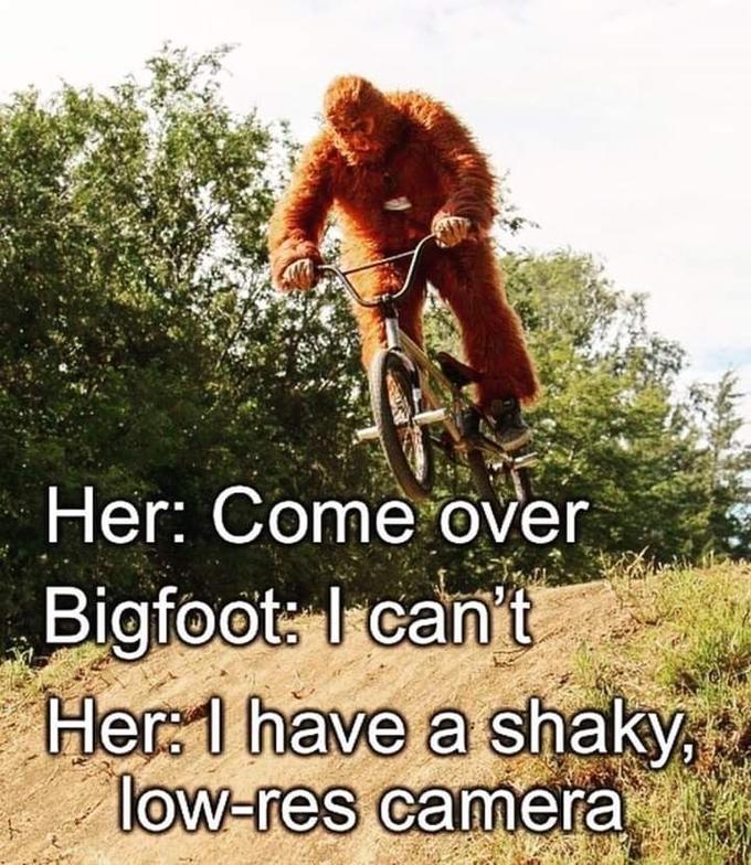 Her: Come over Bigfoot: I can't Her:1 have a shaky, low-res camera