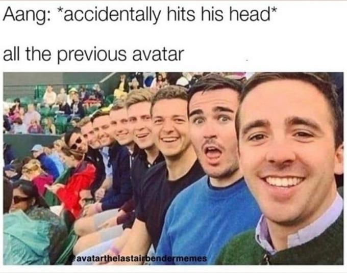 Aang: *accidentally hits his head* all the previous avatar avatarthelastairbendermemes