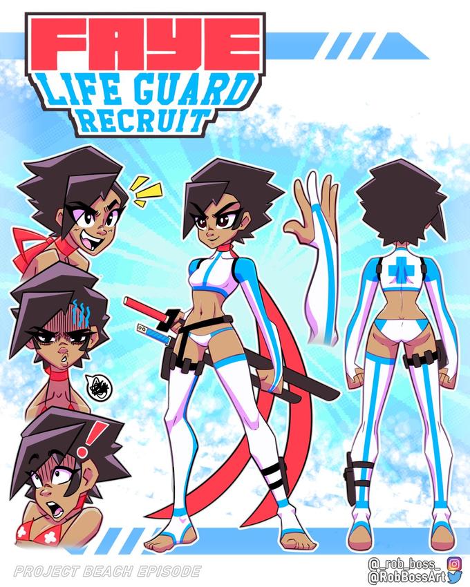 FAYE LIFE GUARD RECRUIT 00 @_rob_boss @RobBossArt PROJECT BEACH EPISODE (0) Cartoon Font Happy Poster Art Sharing Illustration