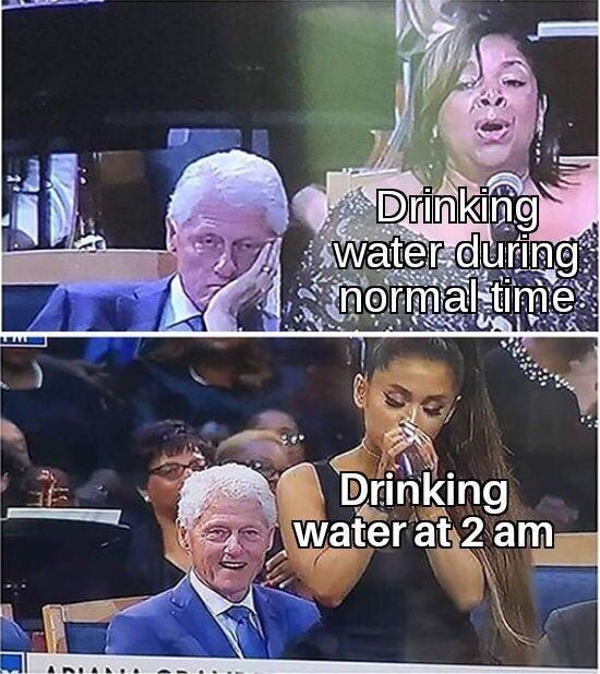 Drinking water during normal time Drinking water at 2 am