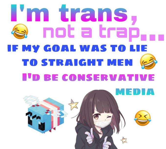 I'm trans, not a trap, IF MY GOAL WAS TO LIE TO STRAIGHT MEN I'D BE CONSERVATIVE MEDIA