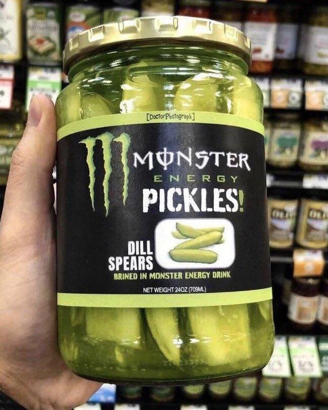 [DoctorPhotograph] MONSTER ENER GY PICKLES! DILL SPEARS BRINED IN MONSTER ENERGY DRINK NET WEIGHT 240Z (709ML)