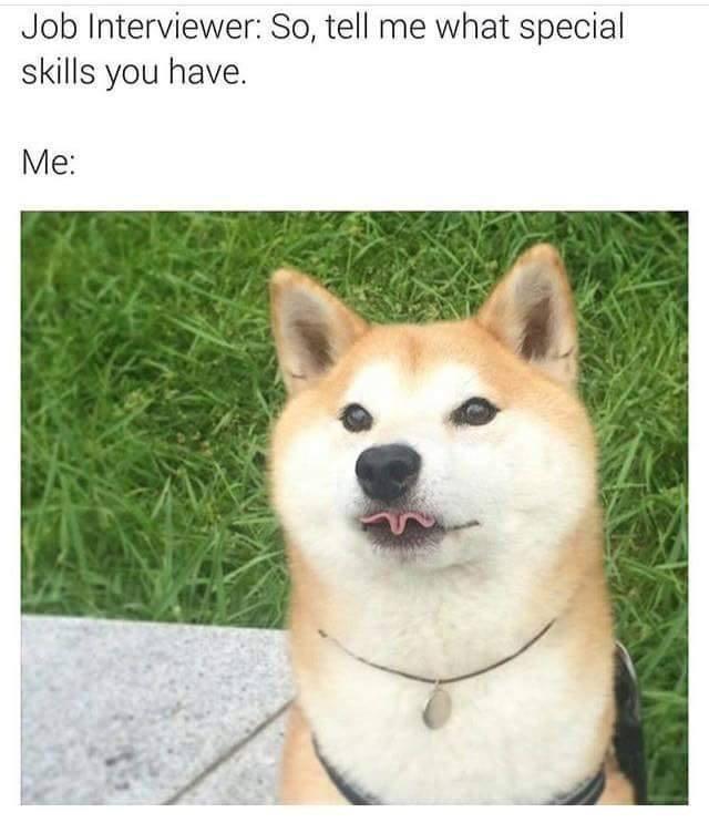 Job Interviewer: So, tell me what special skills you have. Me: