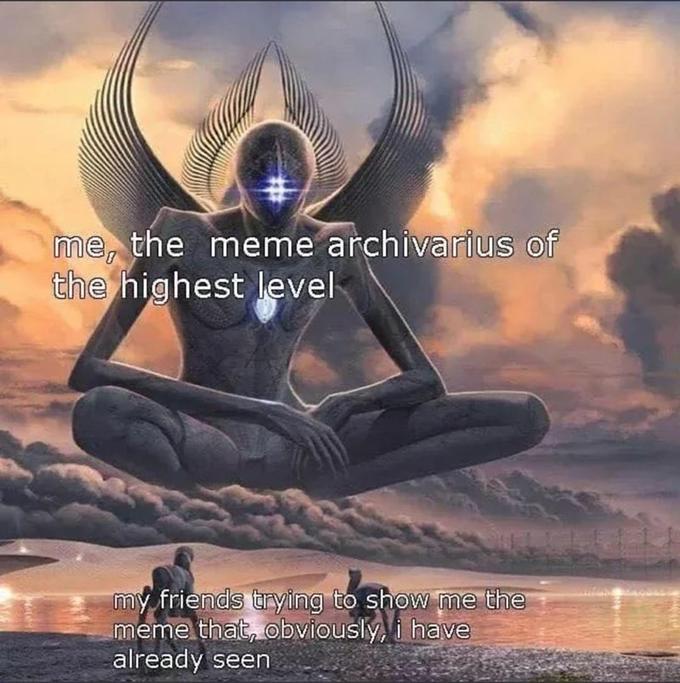 me, the meme archivarius of the highest level my friends trying to show me the meme that, obviously, i have already seen