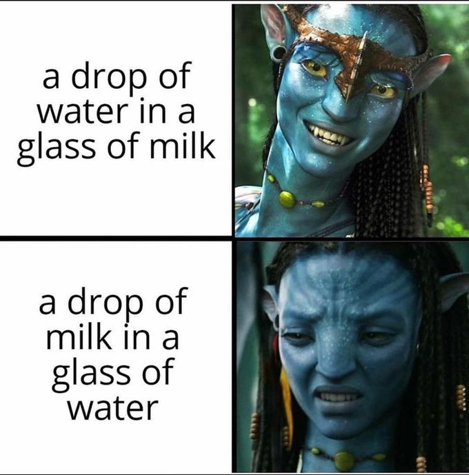 a drop of water in a glass of milk a drop of milk in a glass of water TECE