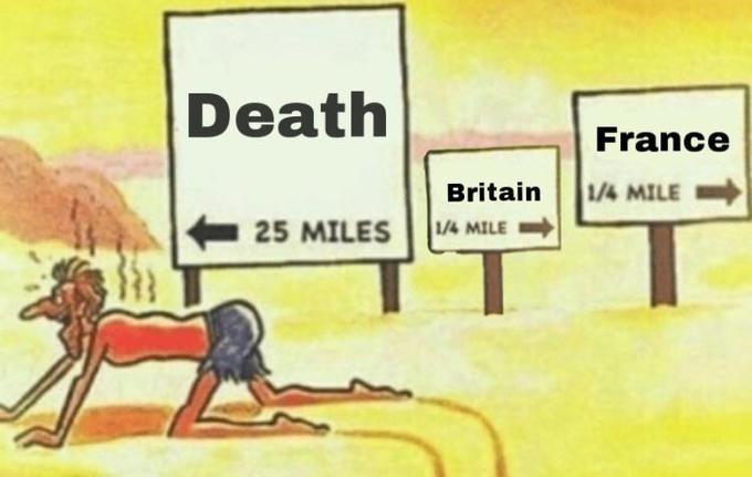 Death France Britain 1/4 MILE 25 MILES 1/4 MILE