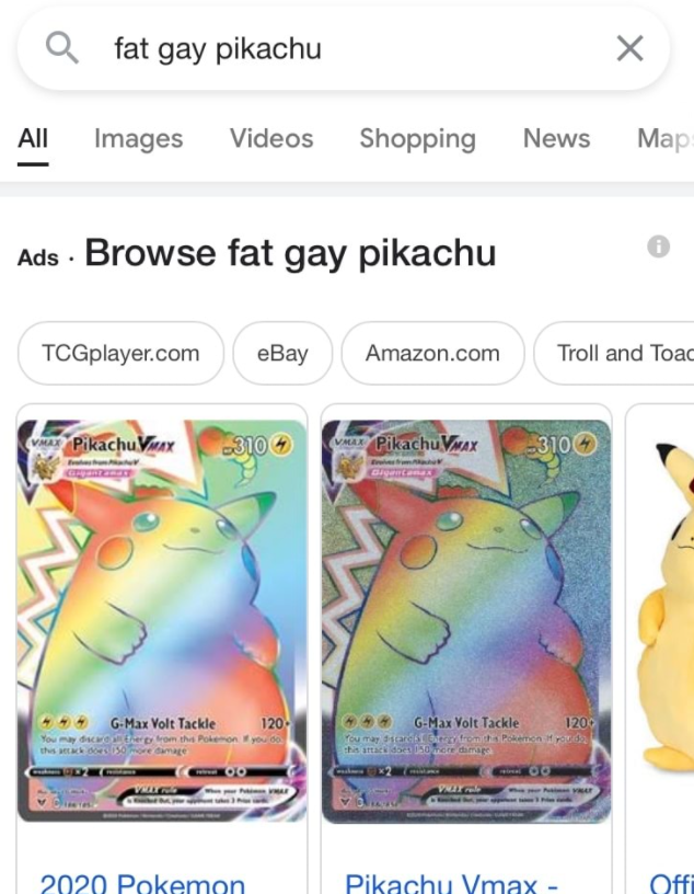 Q fat gay pikachu All Images Videos Shopping News Мар Browse fat gay pikachu TCGplayer.com eBay Amazon.com Troll and Toac VHA PikachuVAx 310 PikachuVax 4 10 120 G-Max Volt Tackle You may carci6I fromiths Pokemon rouda 1200 G-Max Volt Tackle You may discaro ther rom the Pokemon you do ths attack does D50 ore damage this attac doe Oare damage 2020 Pokemon Pikachu Vmax - Ofi