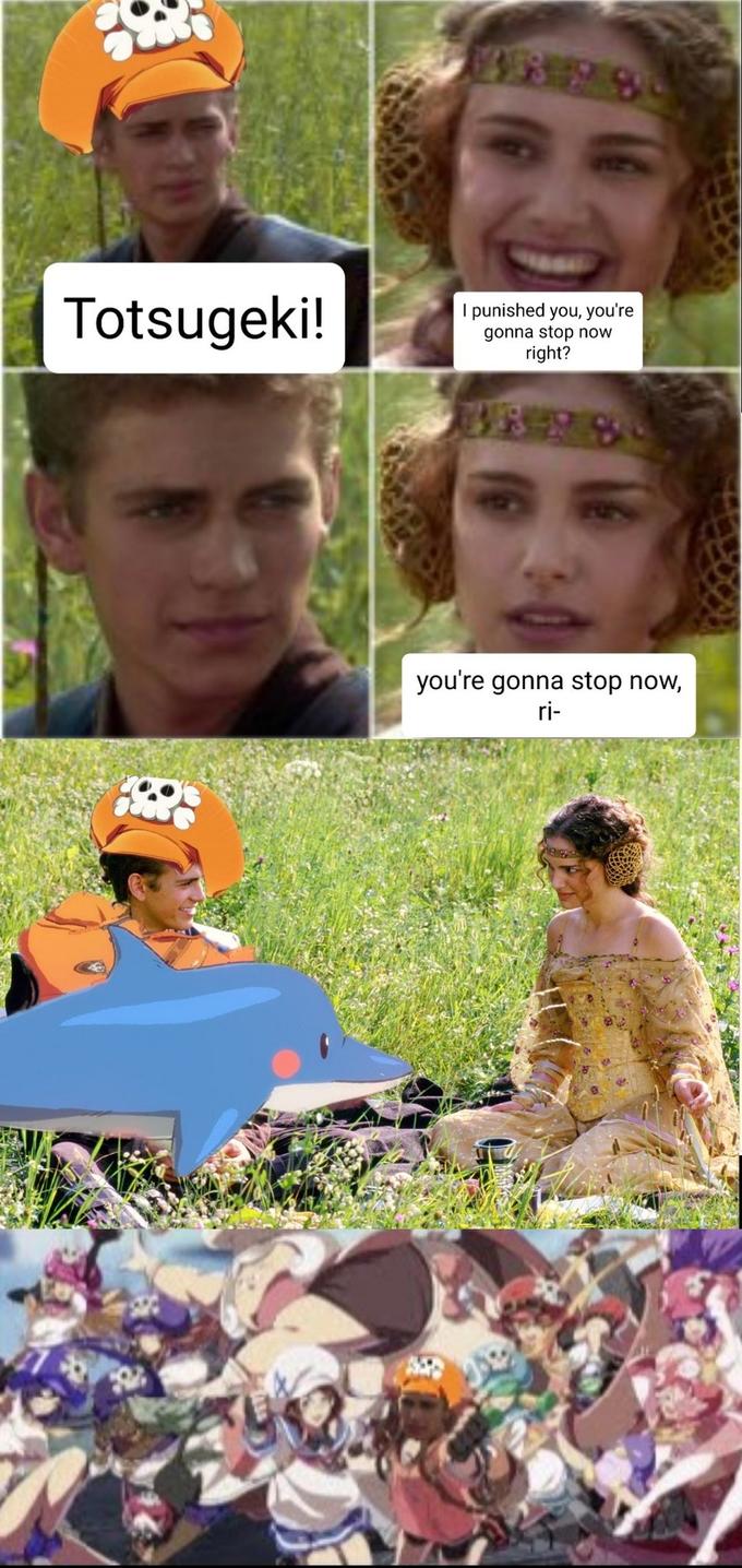 Totsugeki! I punished you, you're gonna stop now right? you're gonna stop now, ri-