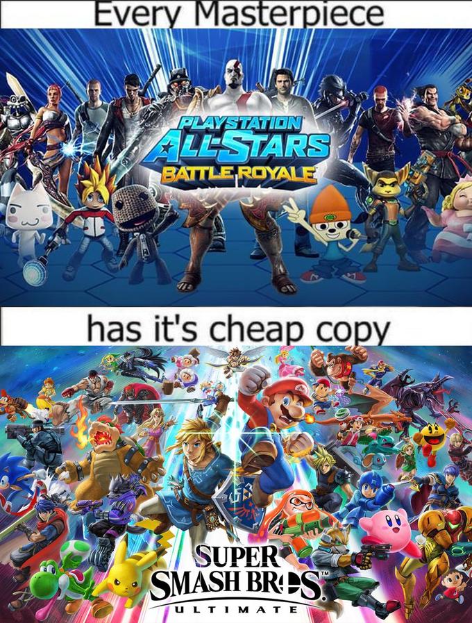 Every Masterpiece PLAYSTATION LLSTARS BATTLE ROYALE has it's cheap copy SUPER SMASH BRPS TM ULTI MATE