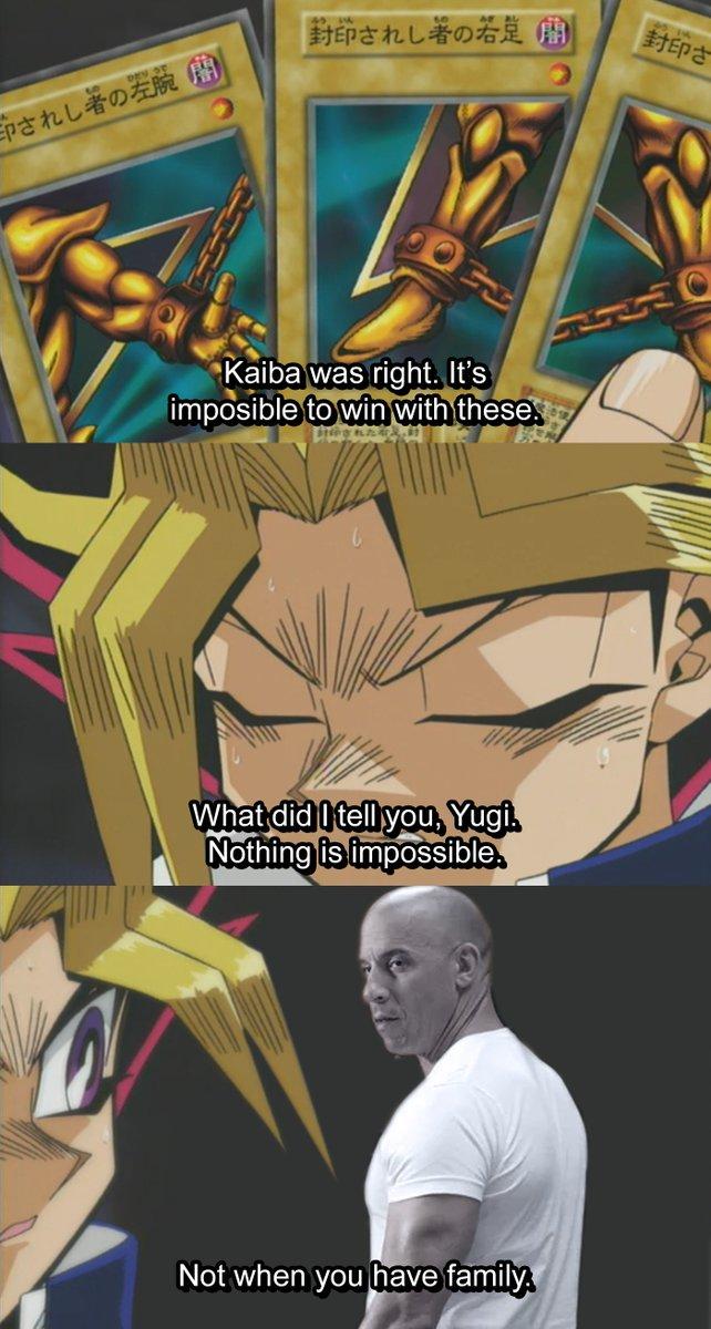 封印されし者の右是 封印さ 中されし者の左腕 個 Kaiba was right. It's imposible to win with these. What did I tell you, Yugi. Nothing is impossible. Not when you have family.